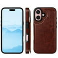 thumbnail image 4 of Compatible with iPhone 16 Case, with PU Leather Credit Card Holder Magnetic Back Stand Cell Accessories Flip Purse Slim Design Phone Cover for iPhone 16 Women Men, Brown, 4 of 11