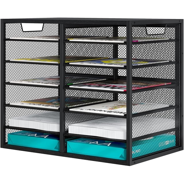 Compartments Capacity Letter Tray Adjustable Mail Organiser Storage Compartments Stackable Document Tray Desk Paper Tray Organiser for Office/Home/School
