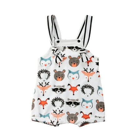

Newborn Kid Baby Girls Unisex Cute Cartoon Animal Print Clothes Jumpsuit Playsuit Cute Summer Overalls