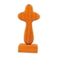 thumbnail image 2 of jicheng Cross Statue Wood Figurine with Base Collection Sculpture Tabletop Ornament for Hallway Housewarming Desktop Fireplace Family Light Brown, 2 of 9