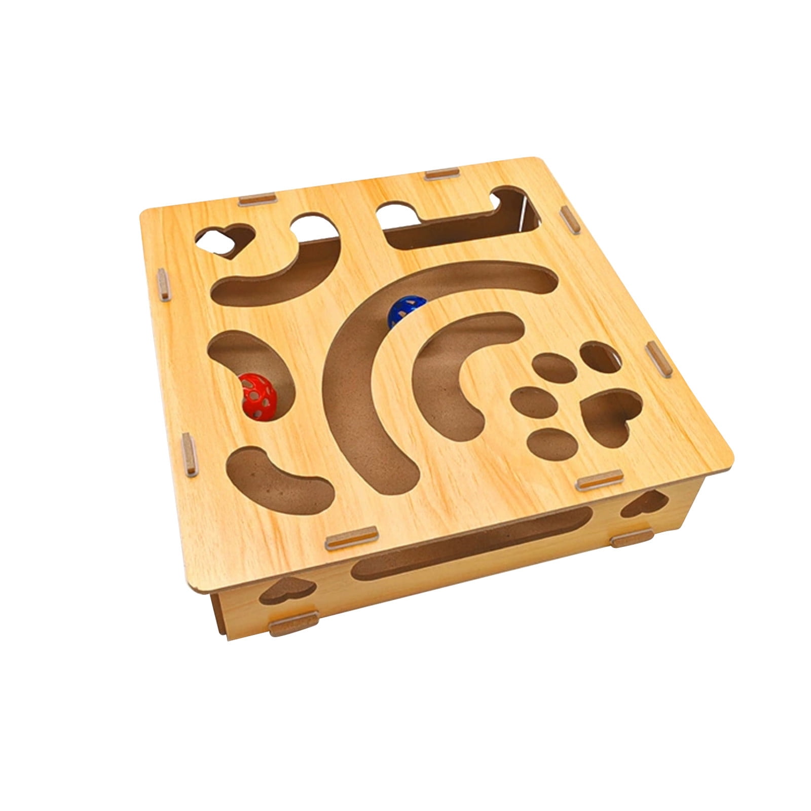 COM1950s Interactive Cat Puzzle Toy， Wooden Treat Maze Box and Brain Teaser， Engaging Puzzle Feeder for Indoor Cats， Wooden Maze Challenge