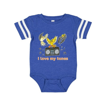 

Inktastic I Love My Tunes Dancing Cockatiels with Radio Gift Baby Boy or Baby Girl Bodysuit