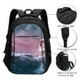 thumbnail image 3 of Balery Boat Lighthouse Storm Waves Print USB Charging Backpack for Men and Women - Water-Resistant, Anti-Theft Laptop Backpack with USB Port for Travel, Work, School, and College, 3 of 7