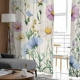 thumbnail image 4 of Spring Floral Sheer Curtains 96 Inches Long 2 Panels Set, Window Sheer Curtains for Living Room/Bedroom, Watercolor Herbs Summer Botanical Rustic Light Filtering Rod Pocket Curtain 52'' x 96'' x 2, 4 of 7