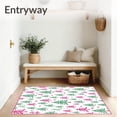 thumbnail image 3 of ODIKA 4'x6' Machine Washable Non-Slip Area Rug, North Pole Bathroom Arrangement Snowy Evergreen Shower Display High Traffic Rug, Pink, 738585, 3 of 7