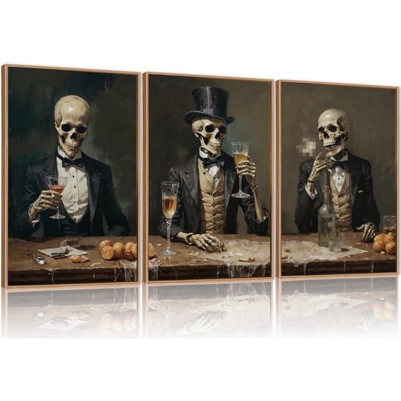 FCCUYE Dark Floral Canvas Wall Art Set, Framed Vintage Moody Flower Wall Decor, Large Black Botanical Wall Painting, Academia Art Print 3 Piece 16x24 Inches for Living Room, Bedroom, Office