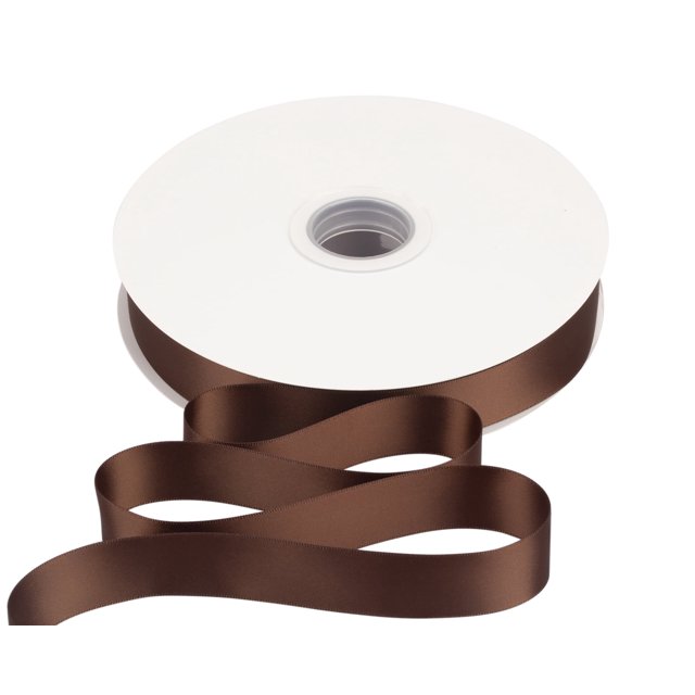 Joycrosso 1 Inch Brown Solid Satin Ribbon, 100 Yards Double Faced Satin for Gift Wrapping Floral Bouquets Wedding Party Decoration
