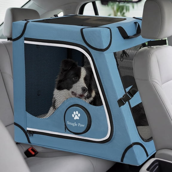 Furggis Large Portable Dog Crate for Car Travel with Foldable Metal Frame, Removable Mat