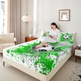 thumbnail image 4 of Homewish Soccer Football Print 4pcs Bed Sheets For Teens,Green Watercolor Splash King Sheets,Sport Ball Game Super Cozy Sheet Set,Luxury Bedroom Decor, 4 of 7