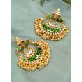 thumbnail image 2 of Crunchy Fashion Bollywood Jewelry Traditional Ethnic Bridal Bride Wedding Gold Plated Indian Designer Pearl Drops Green Meenakari Floral Hoop/Baali Jhumka Earrings Set For Women, 2 of 4