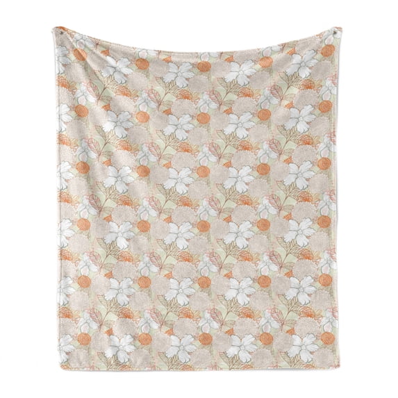Floral Soft Flannel Fleece Blanket, Pastel Colored Retro Spring Botany Theme with Various Species of Flower Petals Image, Cozy Plush for Indoor and Outdoor Use, 70" x 90", Multicolor, by Ambesonne