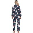 thumbnail image 3 of Christmas Pajamas for Women Long Sleeve Lapel Cozy Button Down Nightwear Sleepwear Outfit with Pocket Casual Fall Winter Soft Comfy Loose Womens Loungewear Set Blue S, 3 of 4