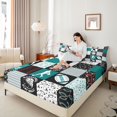 thumbnail image 4 of Homewish Football Basketball Boy Girl Twin Sheet Sets 3pcs,Geometric Plaid Twin Fitted Sheet Microfiber,Sport Gamer Breathable Flat Sheet,Breathable Home Decor, 4 of 7