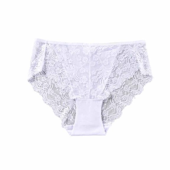Kvture Underwear Panties for Women Lace Bikini Underwear Ladies Mid Waist Stretch Soft Breathe Briefs M
