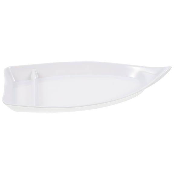 PTOOTP White Japanese Sushi Plate Boat Shape Elegant Sushi Serving Dish for Catering Events