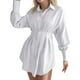 thumbnail image 1 of Falda camisera asimétrica con manga informal para mujer: vestido ligero para todas las estaciones, versátil para la oficina o una fiesta, estilo informal y moderno., 1 of 5