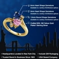 thumbnail image 2 of Gem Stone King 18K Yellow Gold Plated Silver Blue Created Sapphire Pink Moissanite and White Moissanite Ring for Women (1.63 Cttw, Heart Shape 6MM, Gemstone September Birthstone, Size 9), 2 of 6