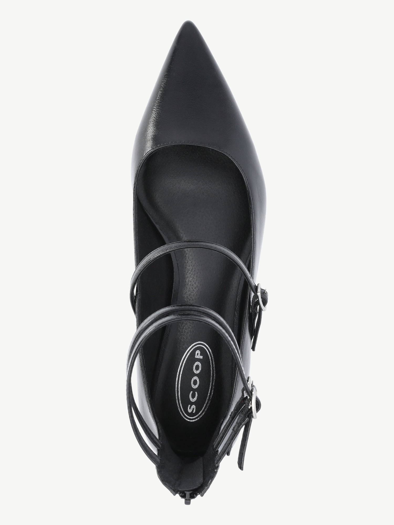 Scoop Women's Faux Leather Pointed Toe Strappy Kitten Heel Shoes
