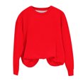 thumbnail image 6 of Meitianfacai Little and Big Girls Sweatshirt Casual Solid Color Crewneck Long Sleeve Tunic Tops Slim Fit Pullovers Fall Fashion Outwear, Girls Red Sweatshirt Size 11-12 Years, 6 of 7