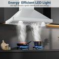 thumbnail image 4 of Range Hood 30 inch, Stainless Steel Range Hood Ducted/Ductless Convertible Duct, Wall Mount Kitchen Hood w/Baffle Filters, 3 Speed Fan, LED Light and Touch Control, 4 of 7