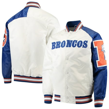Satin Denver Broncos Jacket Denver Broncos Starter Start of Season Retro Satin Full-Button Varsity Jacket - White ()