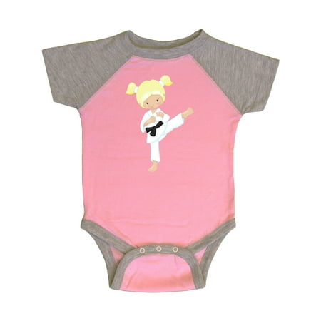 

Inktastic Cute Girl Blonde Hair Karate Pose Black Belt Gift Baby Girl Bodysuit