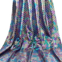 1.1Yard Scales Fabric 59inch Wide Colorful Sparkly Hologram Fish Scale Fabric Non-Stretchy Polyester Fish Scales Fabric Light Purple Fabric Backing for Carnival Decor