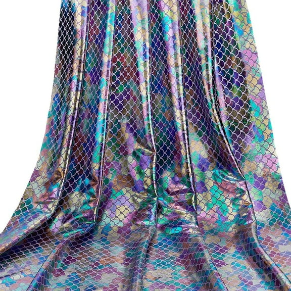 1.1Yard Scales Fabric 59inch Wide Colorful Sparkly Hologram Fish Scale Fabric Non-Stretchy Polyester Fish Scales Fabric Light Purple Fabric Backing for Carnival Decor