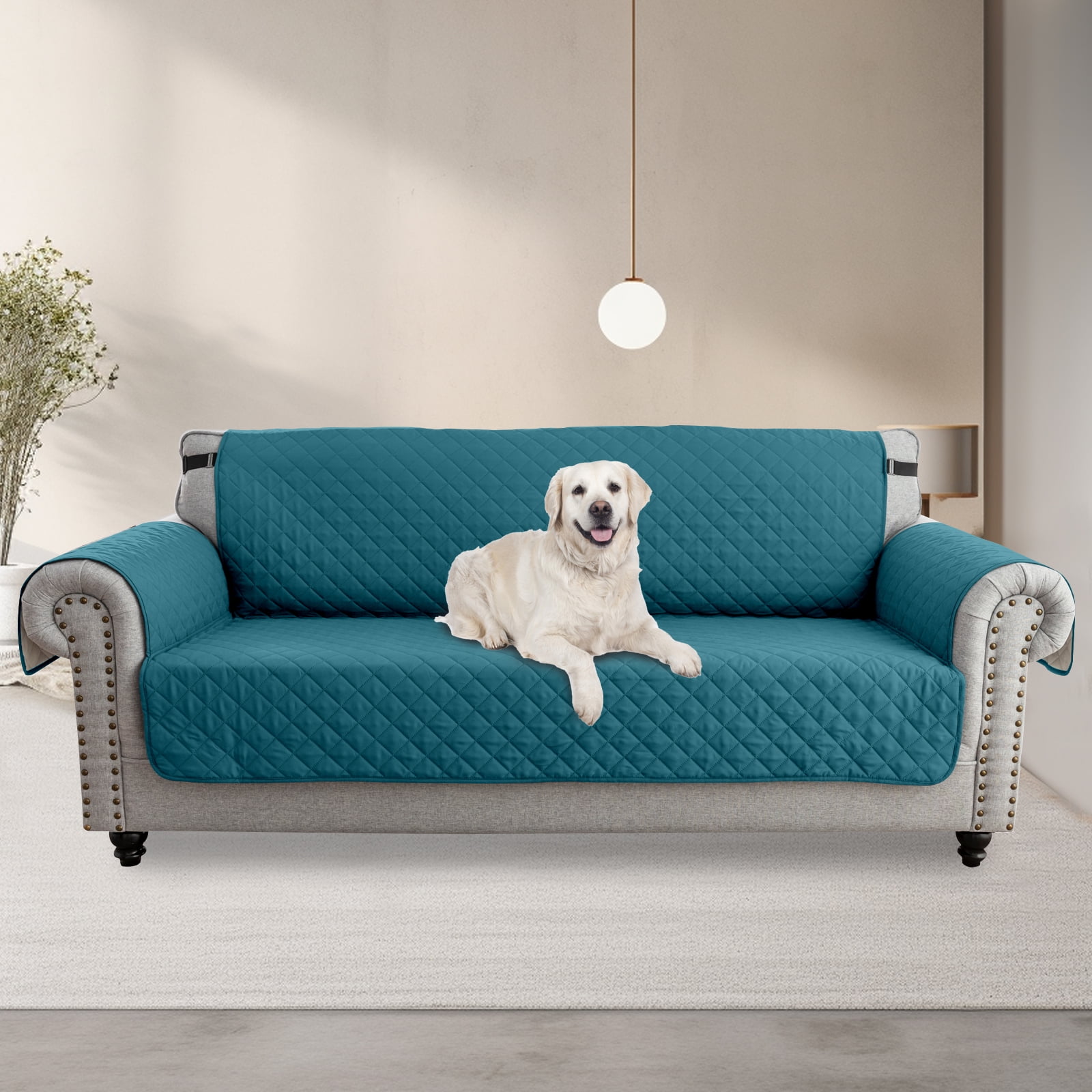 100% Waterproof Sofa Cover Machine Washable Couch Cover Non Slip Furniture Protector Slipcover for Dogs, Children, Pets, Oversized Sofa, Aqua Blue