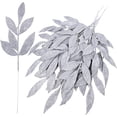 thumbnail image 3 of Zukuco 20 Pieces Silver Glittered Artificial Leaf Spray Picks 12" Tall for Christmas Winter Wedding Wreath Tree Floral Arrangment Vase Bouquets Table Centerpieces Decoration, 3 of 7