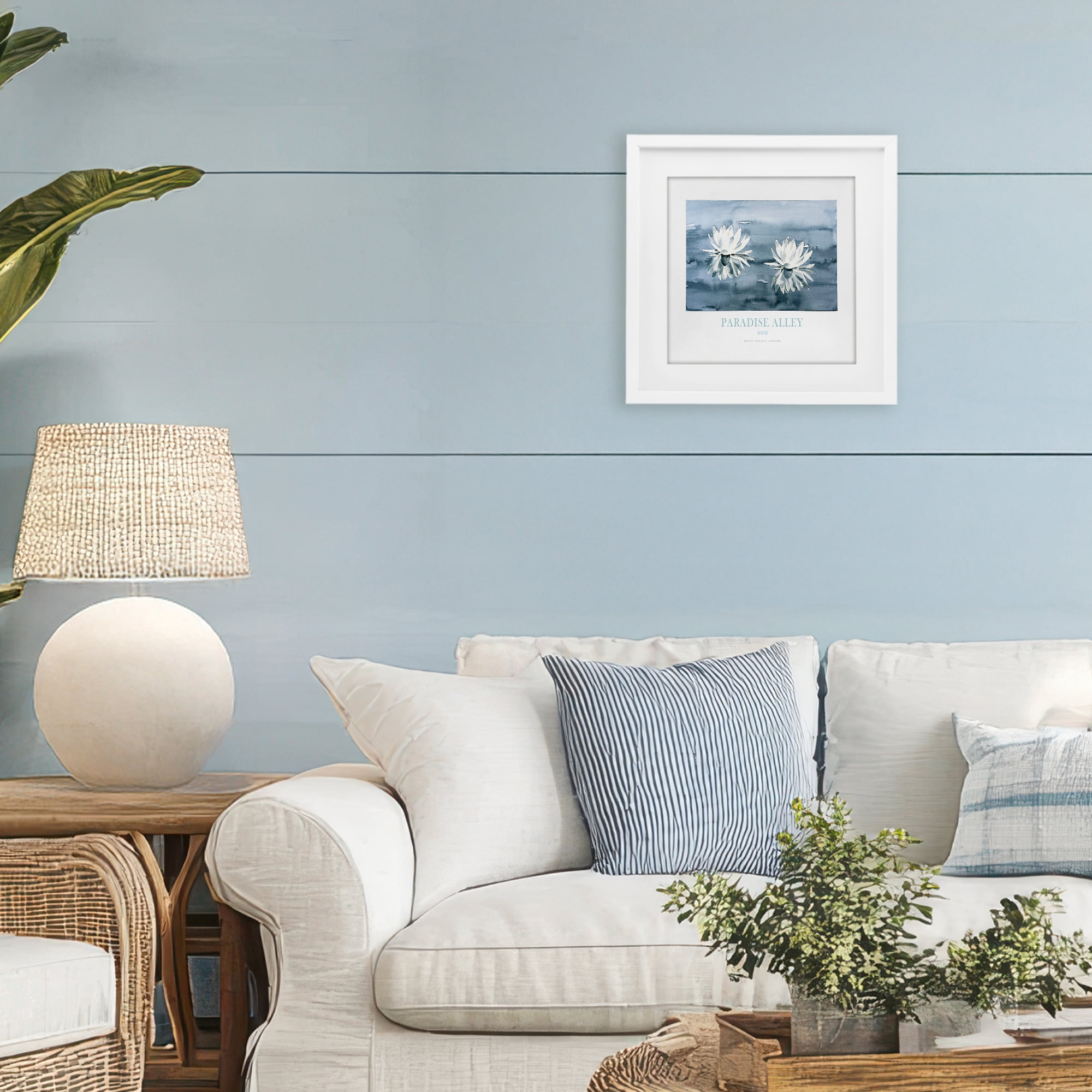 Stupell Industries Paradise Alley Water Lilies White Framed Print Under Glass, design by Jadei Graphics