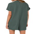 thumbnail image 2 of MesaSe Femmes Été Manches Courtes Combinaisons Shorts V Cou Bouton-Down Rompers, 2 of 6