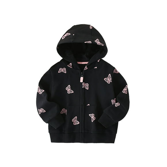 TBWNWG Manteau et Veste pour Filles, Automne Hiver, Imprimé Dessin Animé, Cardigan à Capuche avec Fermeture Éclair, Vêtements pour Enfants, Taille 2-3 Ans