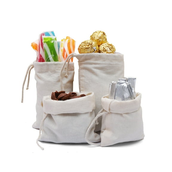 12x16 Inches Reusable Eco-Friendly Cotton Single Drawstring Bags Natural Color