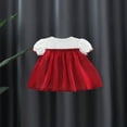thumbnail image 3 of Infant Girls Fake Two-Pieces Dress Lace Patchwork Bowknot Dress, 3 of 9