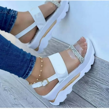 

Fjofpr Shoes Summer Ladies Women Flat Thick Soled Shoes Fashion Casual Beach Sandals Hot