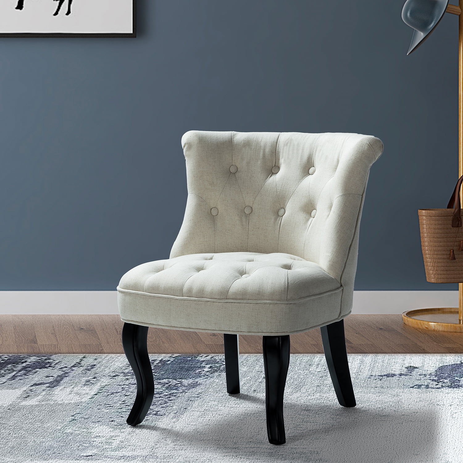 Details about   Scallop Shell Chair Upholstered Wing Back Armchair Living Bedroom Lounge Sofa 