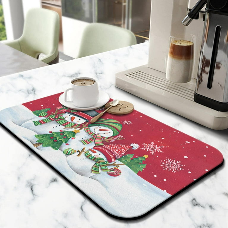 Christmas Dish Drying Mat 2 Pack 19.5x12Inch Christmas Gifts Christmas  Decorations Drying Mat for Kitchen Counter Ultra Absorbent and Non-Slip  Coffee Machine Mat Dish Drainer Rack Mats 