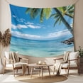 thumbnail image 2 of Ocean Tapestry for Bedroom Wall Hanging Tapestry, Summer Palm Trees Blue Sky Beach Scenery Ceiling Backdrop Tapestries Poster Blanket Wall Decor for Teens Room Living Room Dorm 55" x 73", 2 of 8