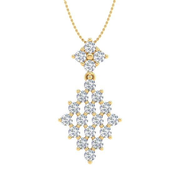 1 Carat Diamond Fashion Pendant Necklace in 14K Yellow Gold (Silver Chain Included) (SI1-SI2 Clarity)