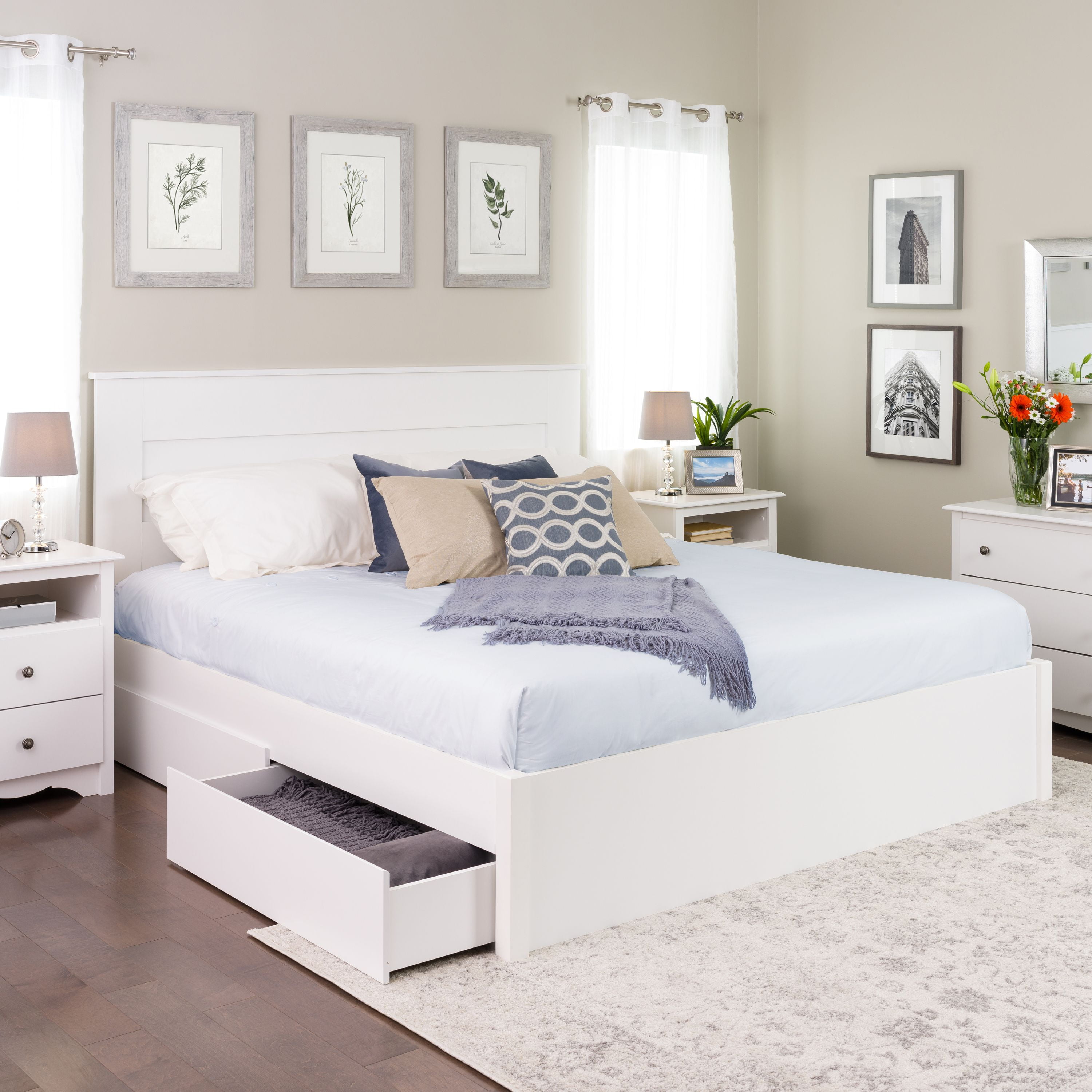 Prepac King Select 4 Post Platform Bed With Drawers White Prepac King Select 4 Post Platform Bed With Drawers White Com