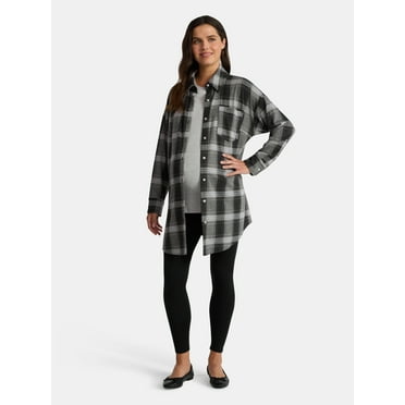 Time and Tru Women's Maternity Boyfriend Button Up Shirt with Long Sleeves, Size S~XXL