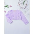 thumbnail image 6 of TSSOE Kids Girls Cotton Cardigan Dress Cover Up Long Sleeve Open Front Bolero Shrug Flower Cropped Lavender 120, 6 of 7