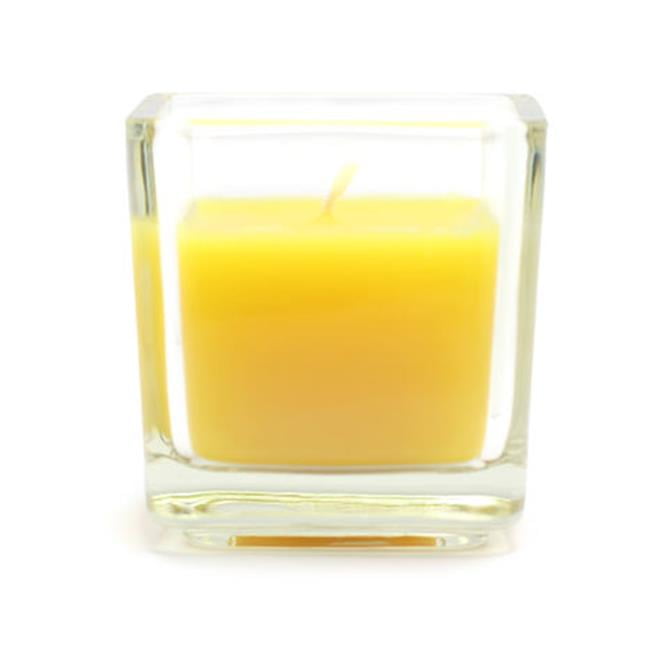 Zest Candle CVC041 Yellow Citronella Square Glass Votive Candles 12pcBox