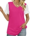 thumbnail image 7 of TKLPEHG Dressy Tops for Women Fashion Loose Going Out Tops Short Sleeve T Shirts Summer Color Block Graphic Tee Casual V Neck Tshirt Lightweight Blouse(Hot Pink,XL), 7 of 7