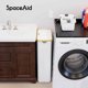 thumbnail image 3 of Cesto Para La Colada Delgado Spaceaid Con Tapa Cesto Para Ropa Estrecho De 65 L Con Asas De Bambú Cesto Plegable Alto Y Delgado Para Dormitorio, Baño, Cuarto De Lavado - Blanco, 3 of 5
