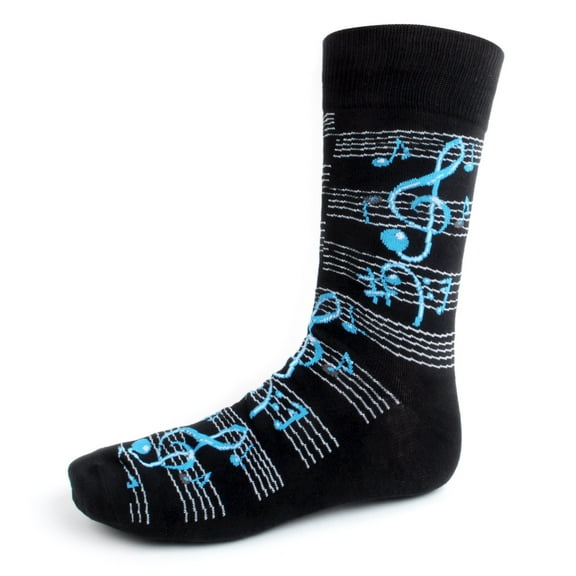 Men's Fun Music Note Crew Socks, Sock Size 10-13 / Shoe Size 6-12.5, Great Holiday/Birthday Gift