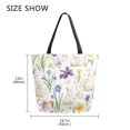 thumbnail image 5 of FORMRS Womens Canvas Tote Bag with Zipper Inner Pocket Shoulder Handbag, Blue Floral Rabbit, 5 of 7
