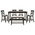 thumbnail image 5 of Harper & Bright Designs 6 Piece Counter Height Dining Table Set with Bench, Wooden, Kitchen Table for 6, Espresso, 5 of 15