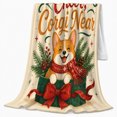 thumbnail image 2 of Hand-Drawn Corgi Holiday Box Bow Festive Dog Design, Playful Pet Portrait Pattern, Warm Flannel Blanket for Living Room and Reading Nook, Dog Lovers Friendship Gift, Pet Lover Home Decor, 2 of 9